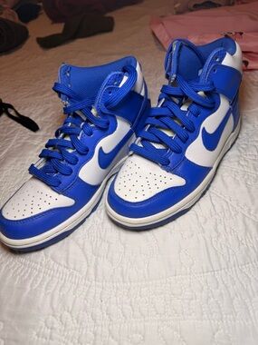 Nike Blue and White High-Top Sneakers